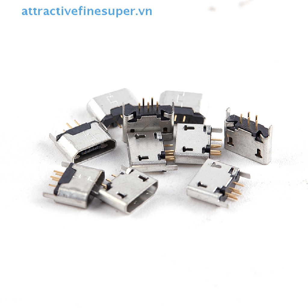 Bộ 10 Chân Ghế Cổng Micro USB 5pin 180 Độ° Miệng Phẳng Không Uốn Cong Bên Hông