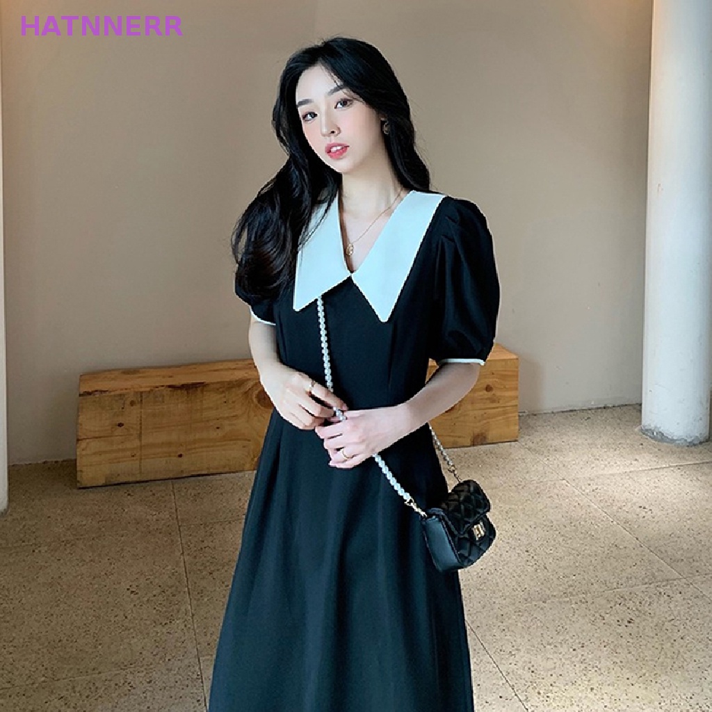 Đầm Midi Dáng Chữ A Tay Phồng Cổ Peter Pan Đơn Giản Hợp Thời Trang Mùa Hè Cho Nữ FHS