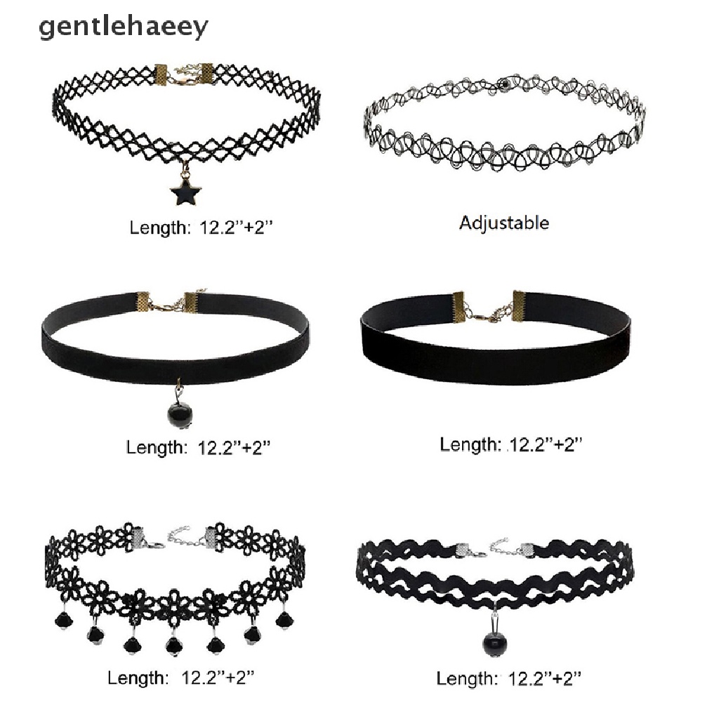 Set 6 Vòng Cổ Choker Dây Nhung Đen Cá Tính Cho Nữ