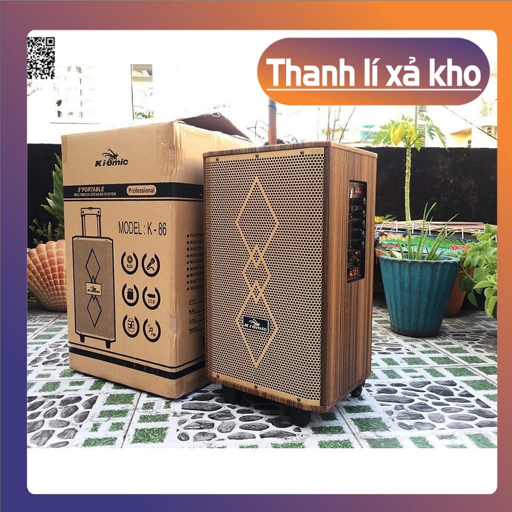 Loa Bluetooth karaoke Vali Kéo Di Động Tặng Kèm 2 Micro Không Dây K86- Hàng chính hãng NoBrand xã hàng