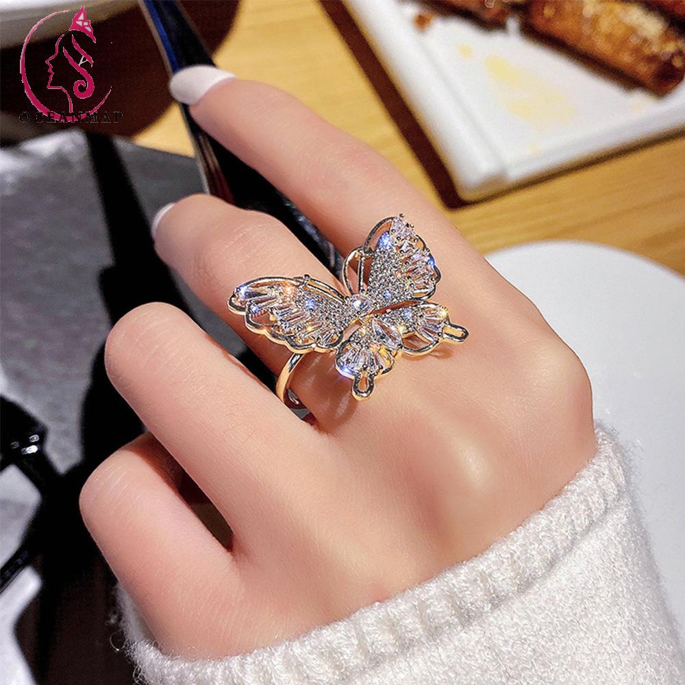 Nhẫn Đeo Tay Kim Loại Hình Bướm Đính Đá Thời Trang Cho Nữ Dễ Thương
