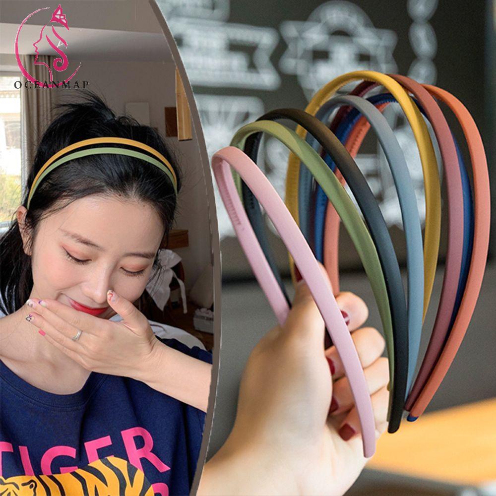 Băng Đô Nhựa Màu Trơn Thiết Kế Đơn Giản Xinh Xắn Dành Cho Nữ