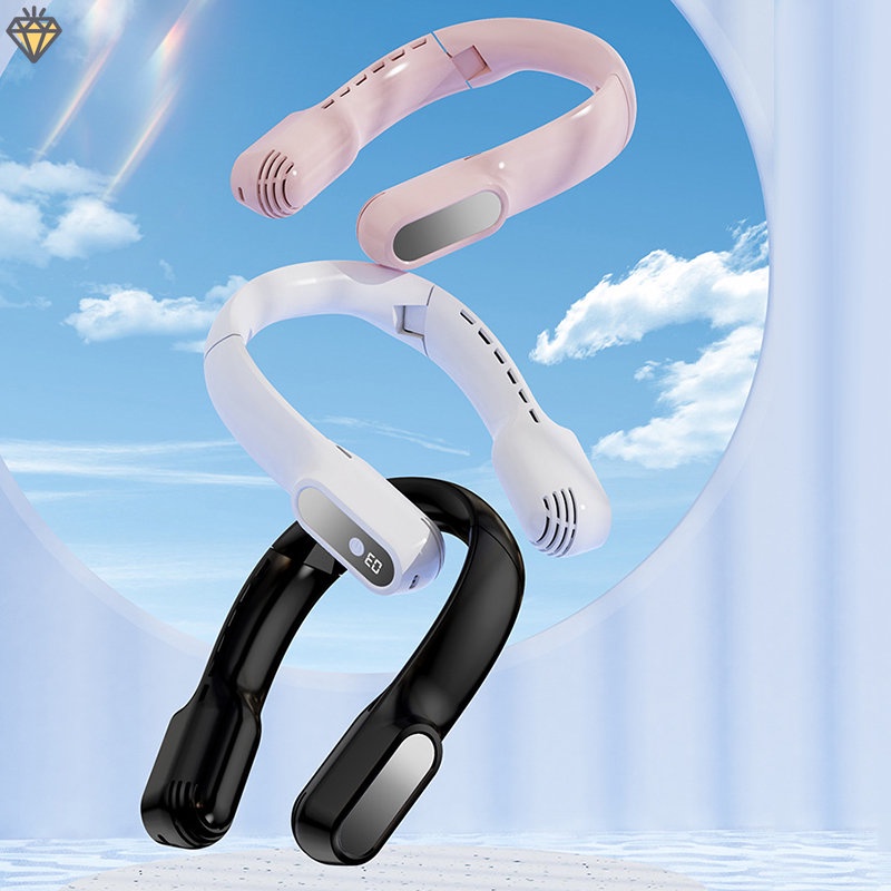 Quạt Đeo Cổ Thông Minh 3 Tốc Độ 2400mAh Màn Hình Kỹ Thuật Số Sức Chứa Lớn Có 360 Độ° Quạt Treo Cổ Phong Cách Thể Thao Tiện Dụng Cho Văn Phòng / Ngoài Trời YKD