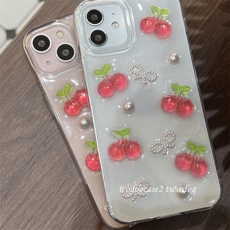 Ốp Điện Thoại TPU Mềm Hình Trái Cherry 3D Cho iPhone 14 13 12 11 Pro MAX Plus X XS MAX XR 7 8 Plus SE 2022 2020 14Plus 13Mini 12Mini