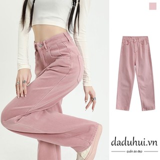 Daduhui New American Ins Dirty Pink High Waist Wide Leg Jeans Loose Ladies Casual Pants Large Size Trousers