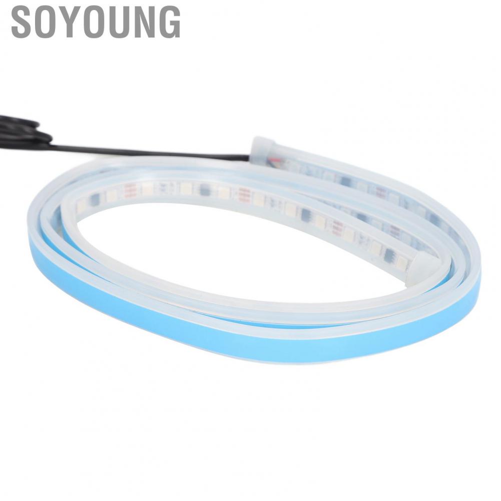 Soyoung 59in Car Hood Strip Light 5W 12V RGB  Control Waterproof Exterior Ambient Lighting Universal Fit for