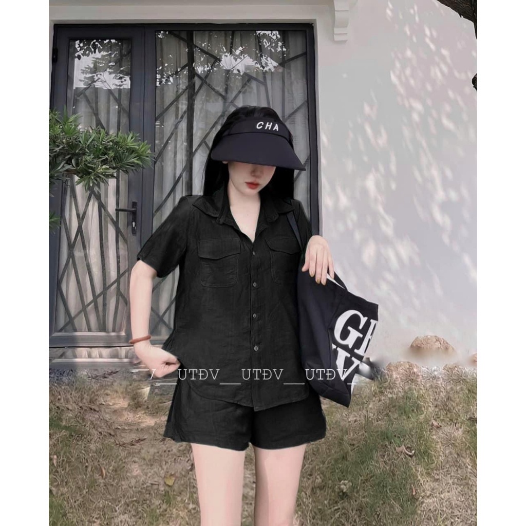 Bộ Cộc Nữ Sang Chảnh Chất Vải Đũi Cao Cấp CC hascoo 4.45 - CC