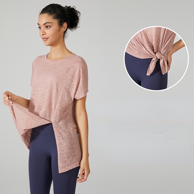 Áo Thun Thể Thao Tay Ngắn 2 Cách Mang Dáng Dài Thoáng Khí Thời Trang Năng Động