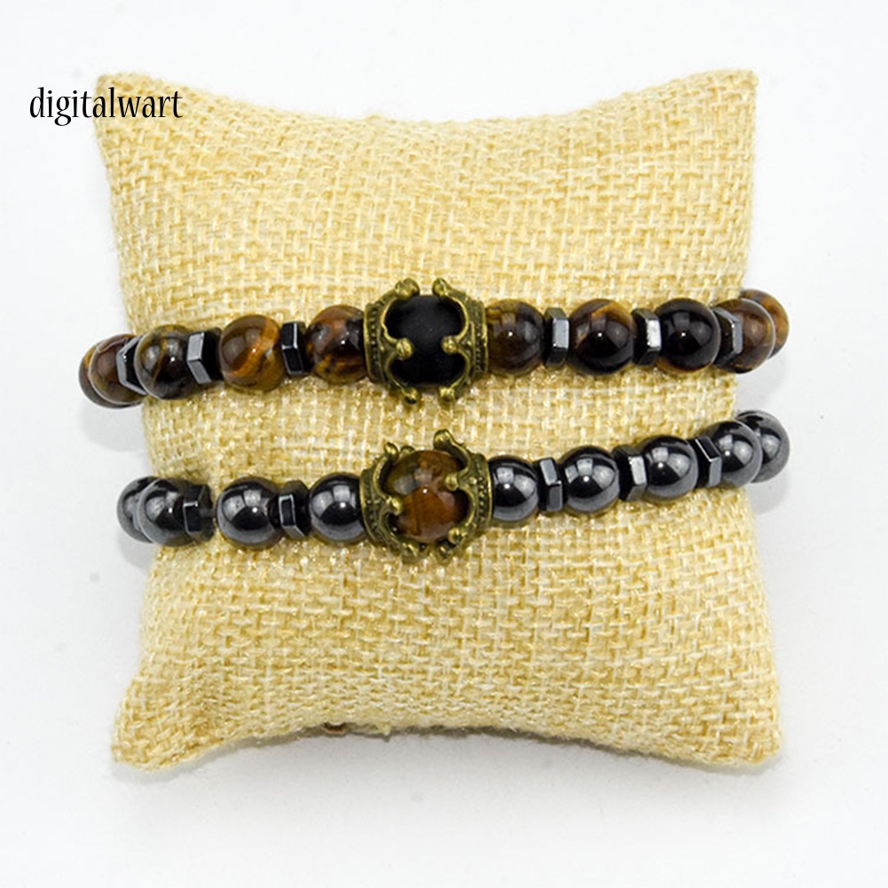 Kỹ Thuật Số| Vòng Tay Chuỗi Hạt Đá Tự Nhiên Hình Vương Miện Thời Trang Cho Nam