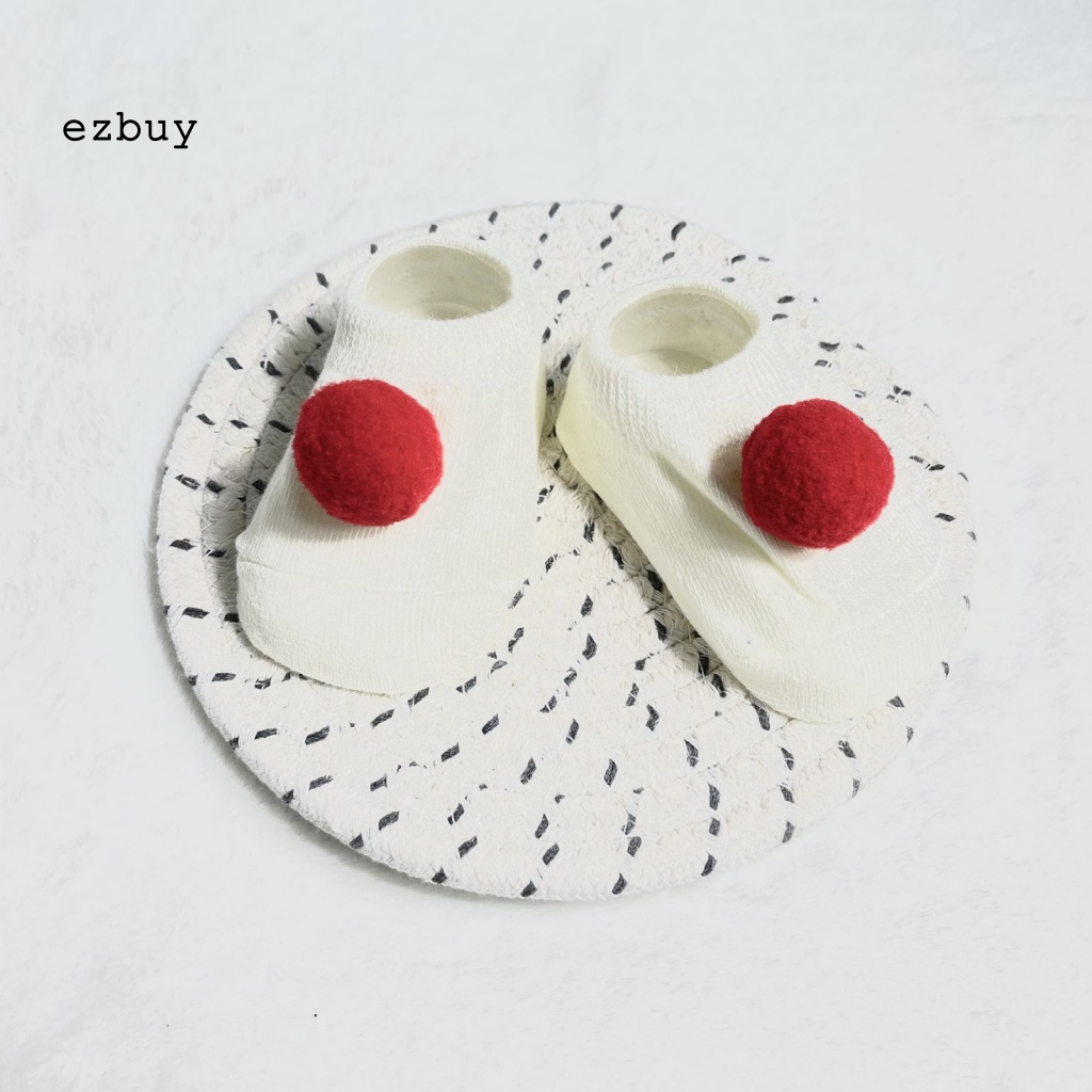 1 Đôi Tất Cotton Chống Trượt Đính Banh Lông Xinh Xắn Cho Bé