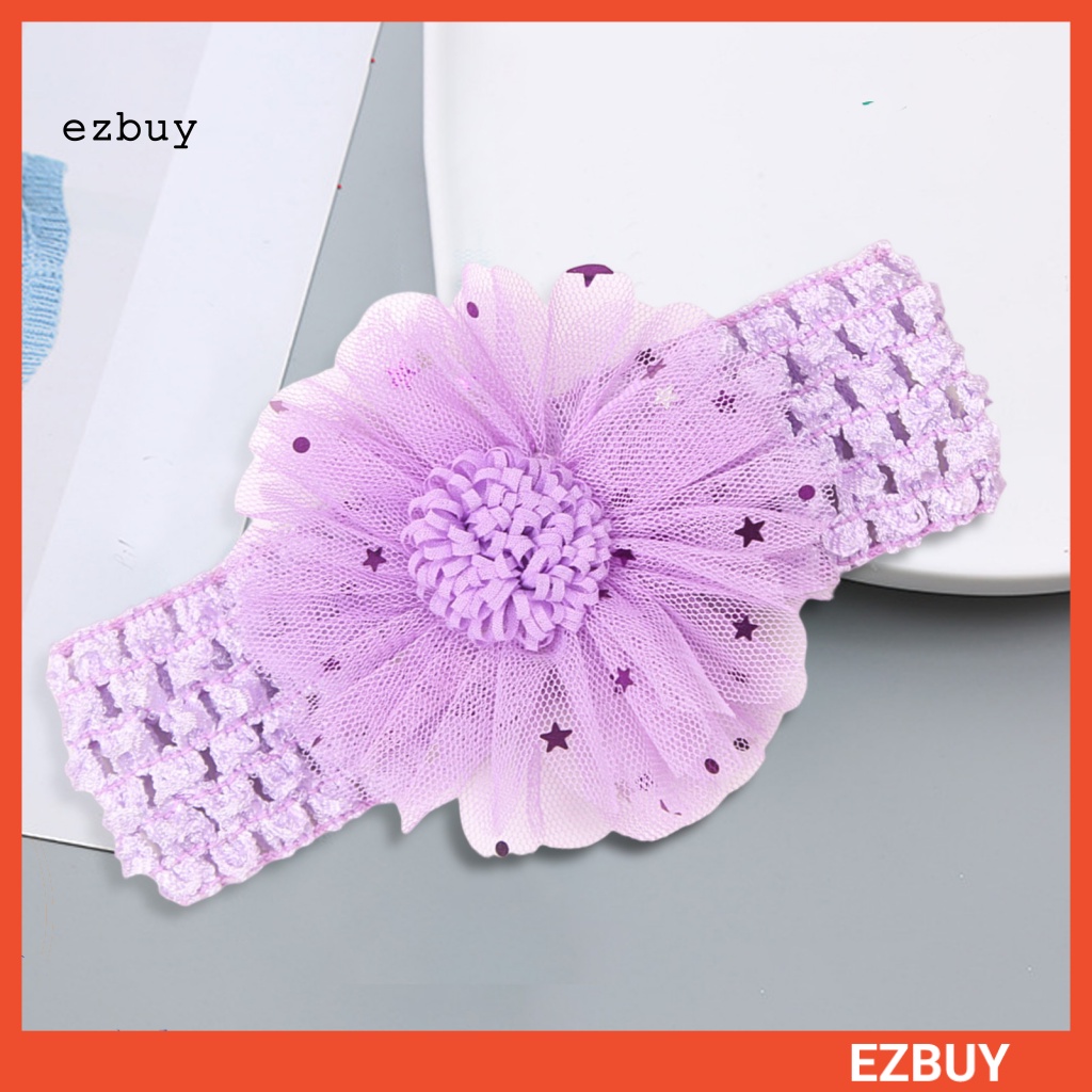 [EY] Băng Đô Cài Tóc Mềm Mại Phối Ren Lưới Thiết Kế Hình Hoa Đính Kim Sa Đáng Yêu Quyến Rũ Phong Cách Công Chúa Mùa Hè