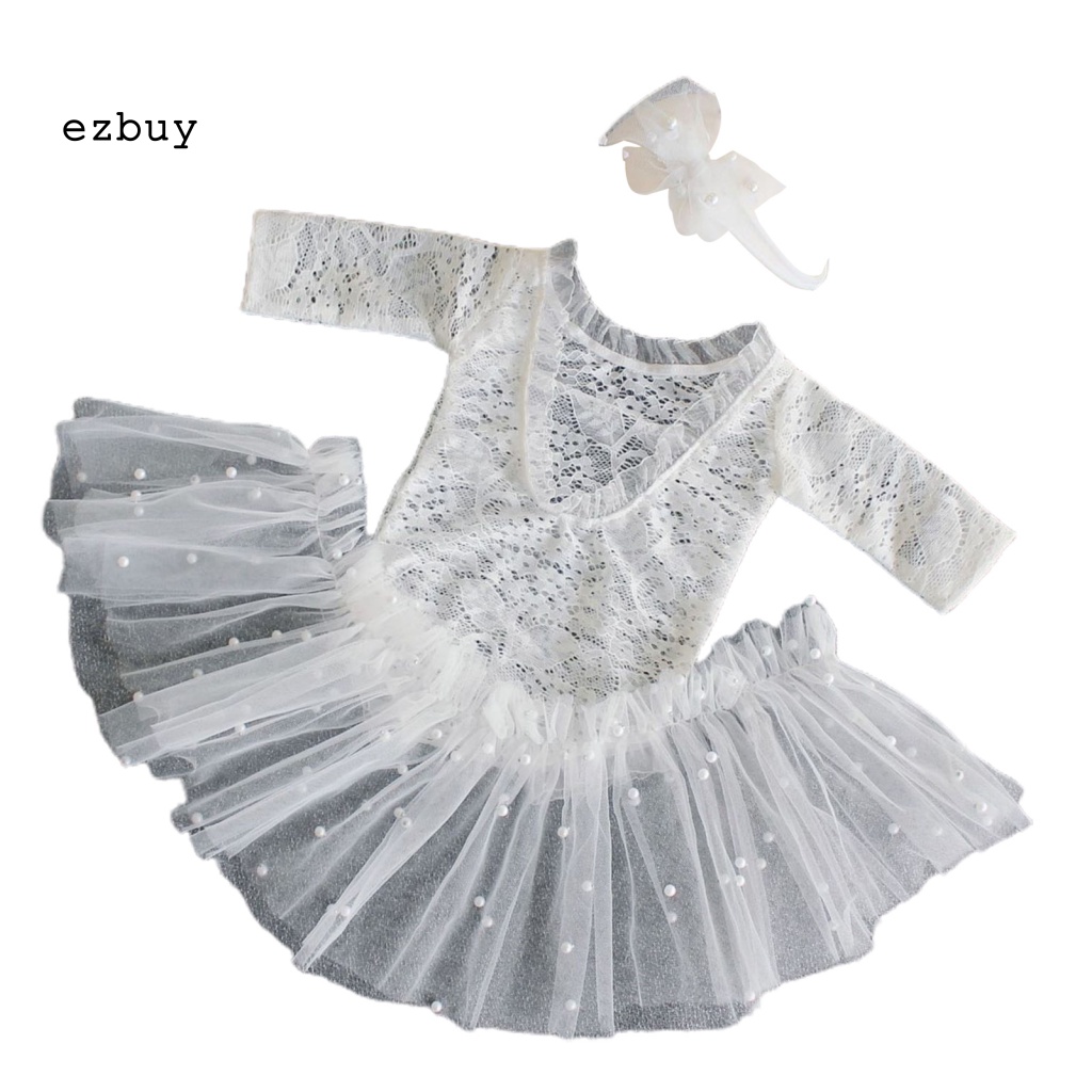 1 Bộ Trang Phục Vải Cotton Phối Ren Thanh Lịch Dùng Chụp Ảnh Cho Bé Sơ Sinh