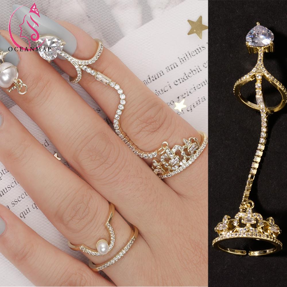 Nhẫn Đeo Móng Tay Hình Trăng Sao Đính Đá Xinh Xắn Dành Cho Nữ