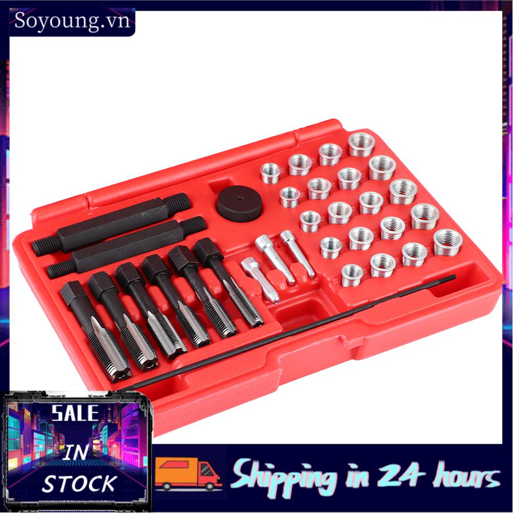 Soyoung 33pcs Glow Plug Thread Repair Kit Tap Insert Driver Guide Pin Tool Set Car Accessories