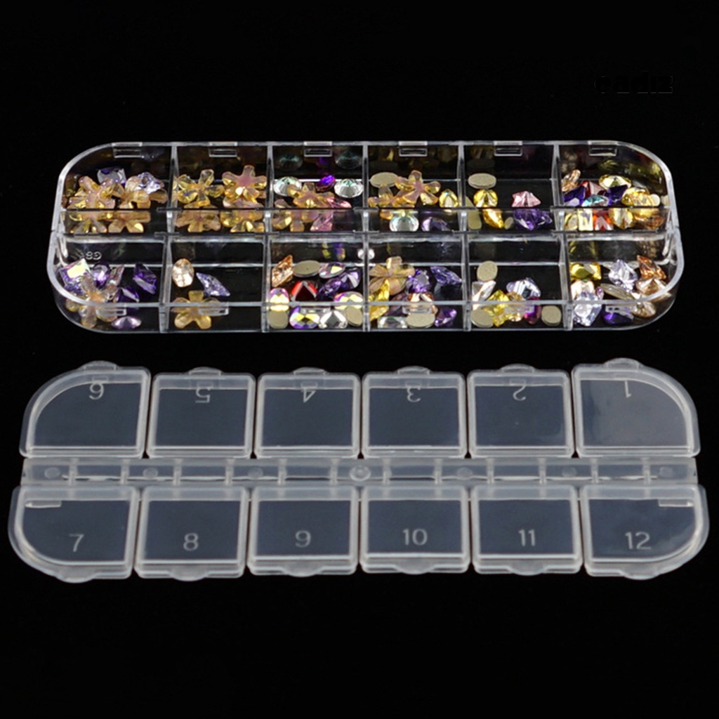 Set 5 Hộp Nhựa Rỗng 12 Ngăn Trong Suốt Đựng Trang Sức / Hạt Trang Trí Móng Nghệ Thuật