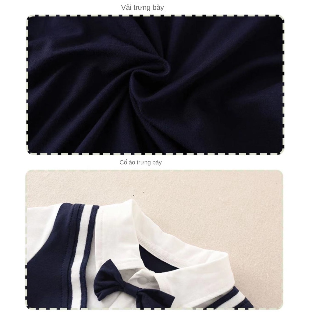 Bộ Áo Liền Quần Giả Hai Mảnh Tay Ngắn Thắt Nơ Phong Cách Quý Ông Thời Trang Mùa Hè Dành Cho Bé Trai