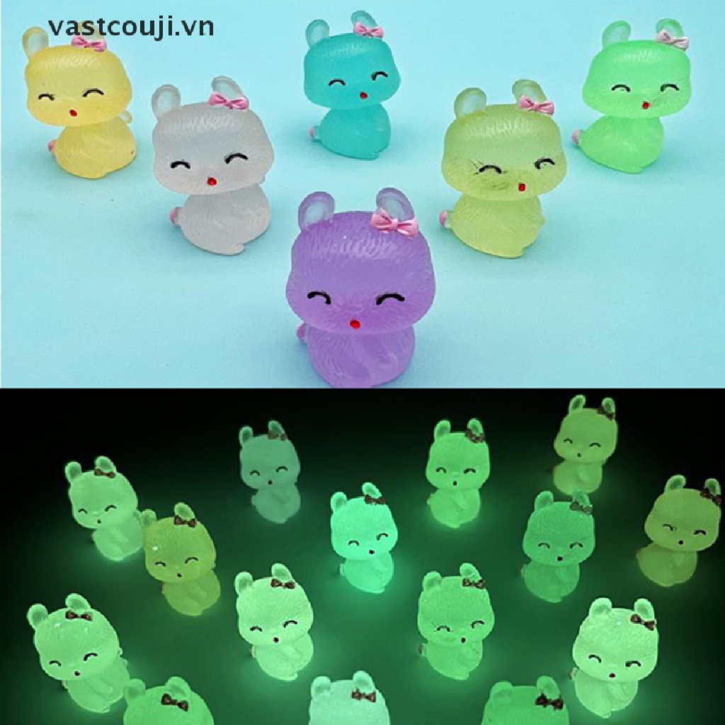 Set 2 Phụ Kiện Trang Trí Điện Thoại Hình Chú Thỏ Bằng Nhựa Phát Quang Độc Đáo DIY