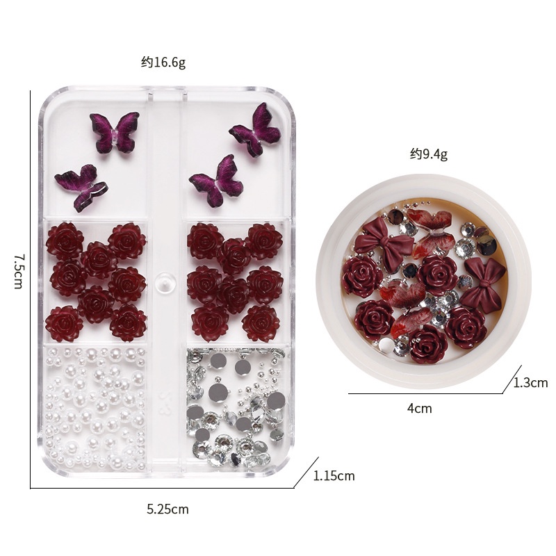 Trang trí nail Hộp Đựng Phụ Kiện Trang Sức Đính Đá Trang Trí Móng Tay Phong Cách Mới