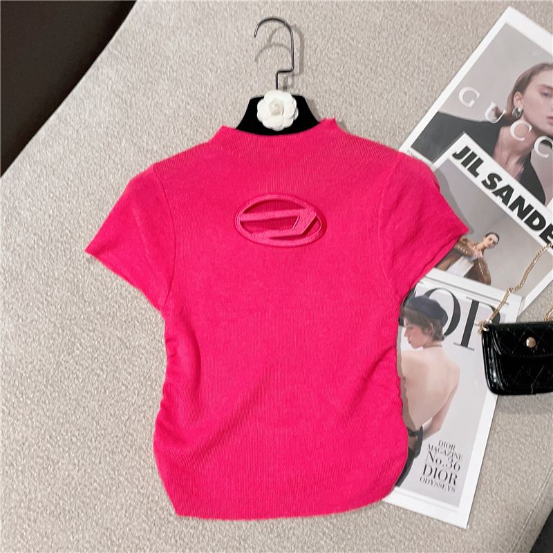 Áo Sweater Tay Ngắn Thêu Logo Thời Trang Mùa Hè 2023 Mới
