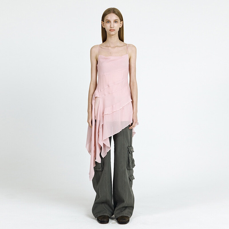 Đầm Mini Dáng Chữ A Không Tay Thiết Kế Không Đồng Đều Quyến Rũ Phong Cách Pháp Thanh Lịch Thời Trang Cho Nữ