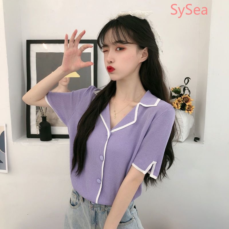 Áo Sơ Mi Ngắn Cổ Chữ V Thời Trang Mùa Hè Cho Nữ