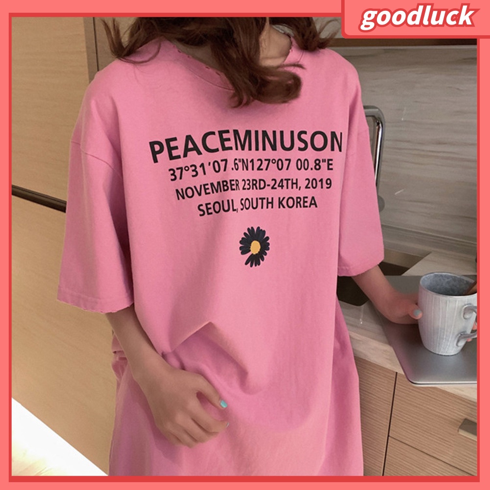 Áo Thun Ngắn Tay Cổ Tròn In Chữ Marguerite Thời Trang Nữ