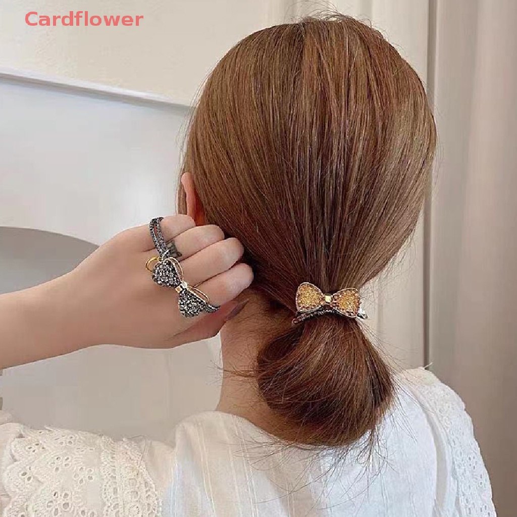 Dây Cột Tóc Cao Su Co Giãn Đính Đá Hình Nơ Lấp Lánh Thời Trang Cho Nữ