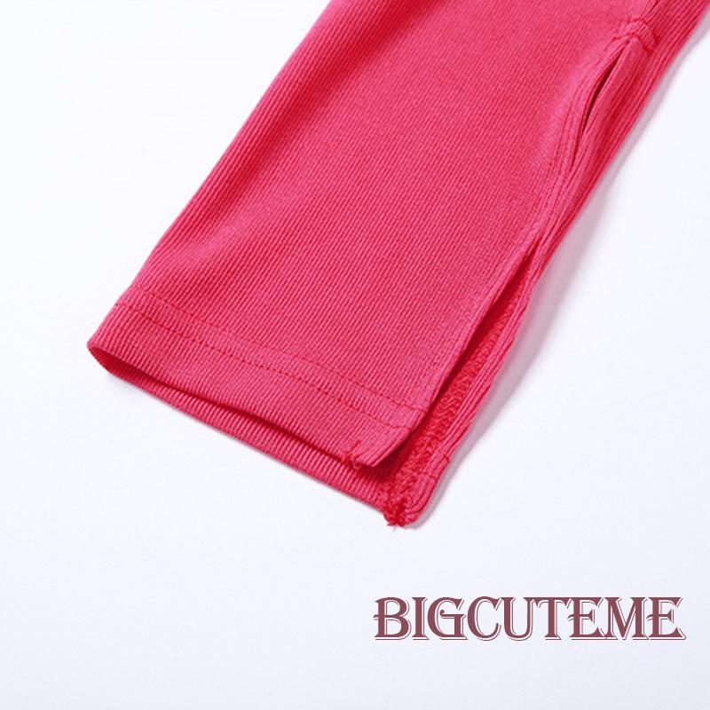 Set Áo Trễ Vai Màu Sắc Đơn Giản + Áo Tay Áo Màu Đỏ Thời Trang Xuân Hè Cho Nữ