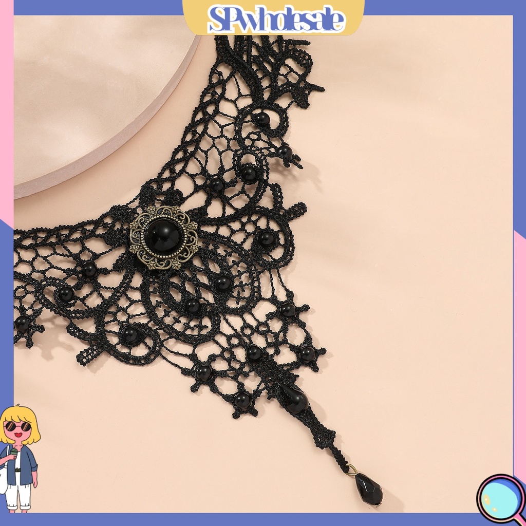 <SPwholesale> Vòng Cổ Choker Ren Đan Móc Phong Cách Retro Tinh Tế Có Thể Điều Chỉnh Phù Hợp Với Mọi Ngày