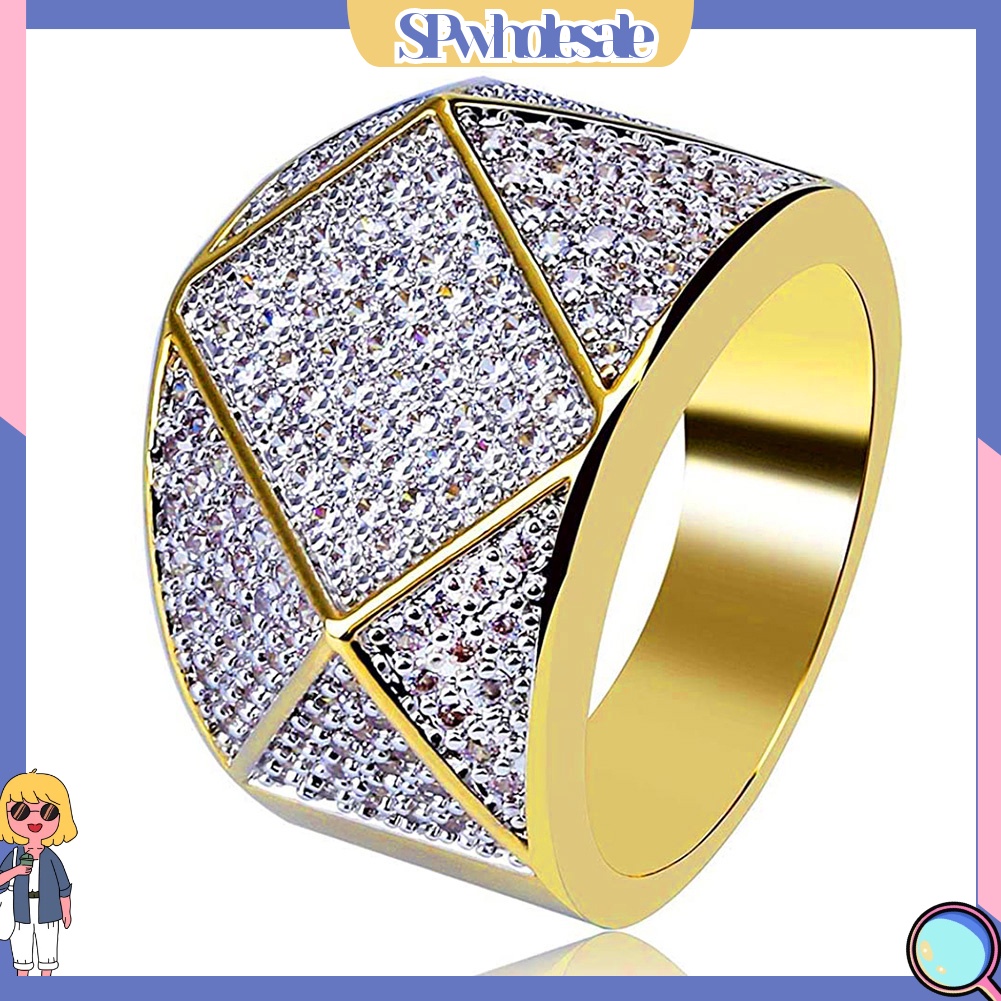 <SPwholesale> Nhẫn Dát Đá Hình Học Thời Trang Cho Nam