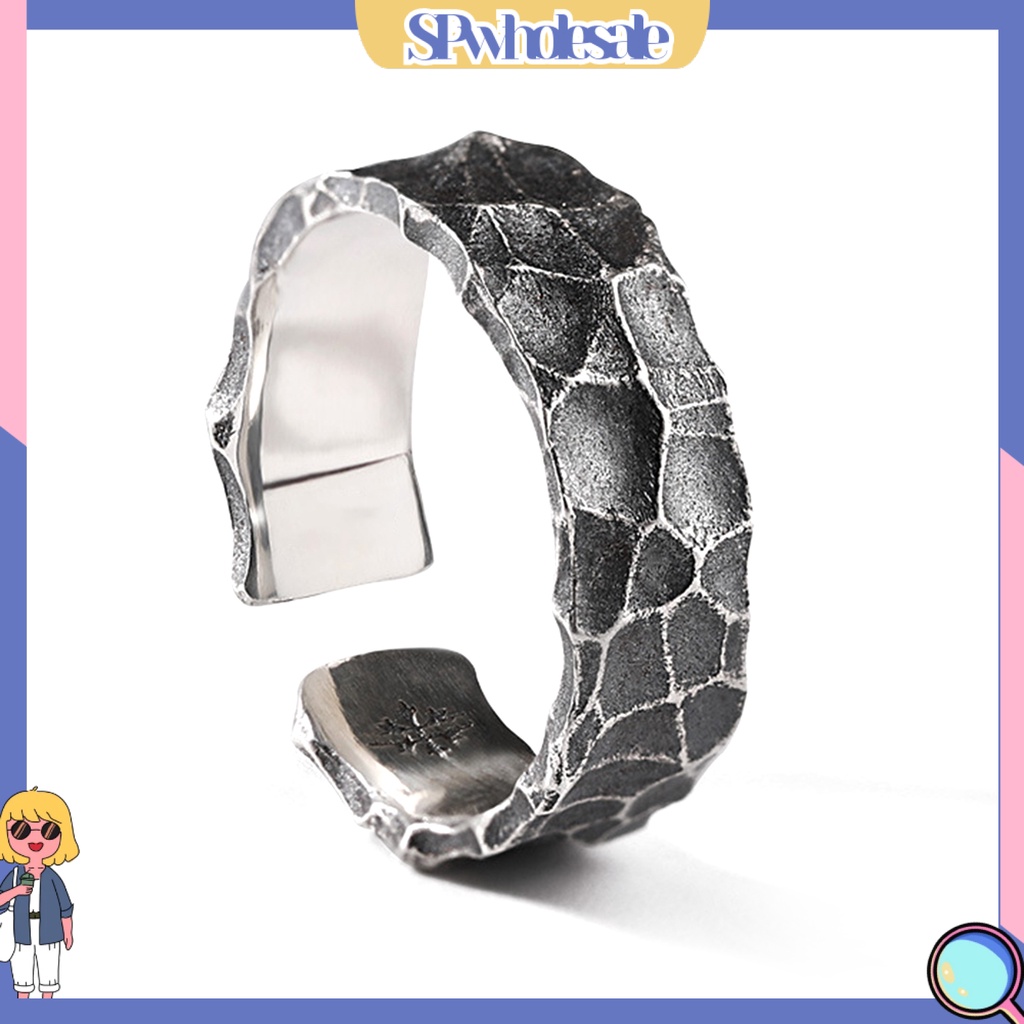 <SPwholesale> Nhẫn Hở Họa Tiết Vết Nứt Bằng Hợp Kim Phong Cách Retro Cá Tính Làm Quà Tặng Sinh Nhật Cho Nam