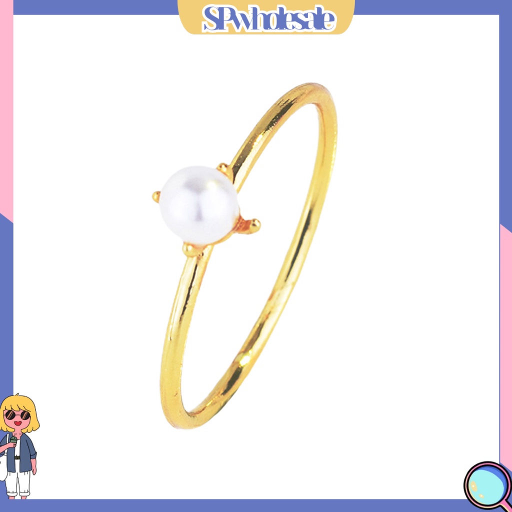 <SPwholesale> Nhẫn Đính Hôn Đính Ngọc Trai Nhân Tạo Mini Quyến Rũ Cho Nữ