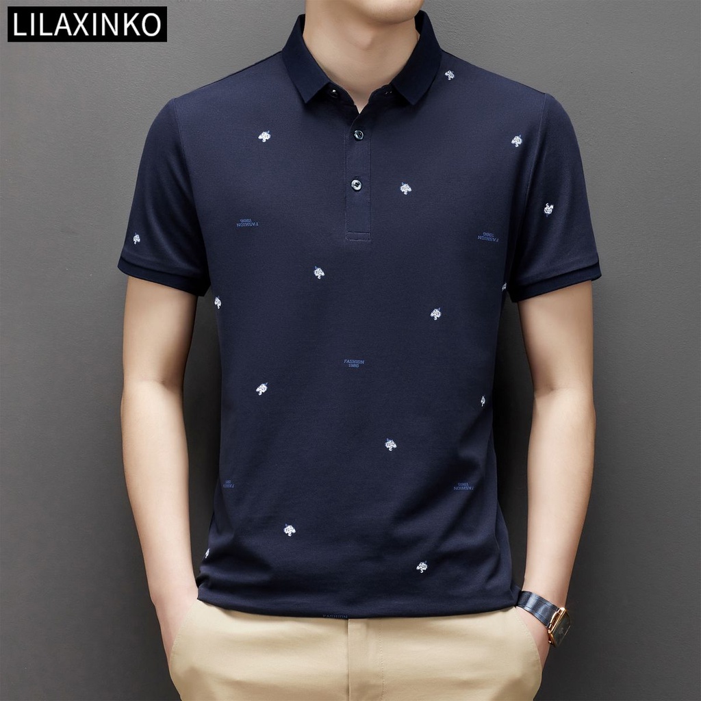 Áo Thun Polo Cotton Tay Ngắn In Họa Tiết Đơn Giản 3 Màu Thời Trang Dành Cho Nam