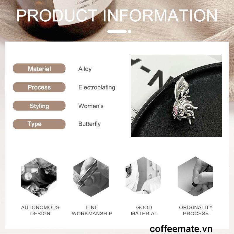 【coffeemate】⚡Khuyên Kẹp Vành Tai Không Xỏ Hình Cánh Bướm Đơn Giản Thời Trang INS Dành Cho Bạn Nữ