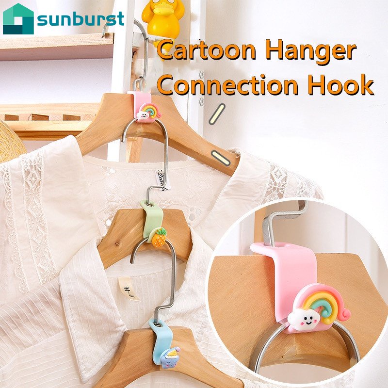 Set 1 / 5 Móc Treo Đồ Mini Tiết Kiệm Không Gian Họa Tiết Hoạt Hình Có Thể Tháo Rời