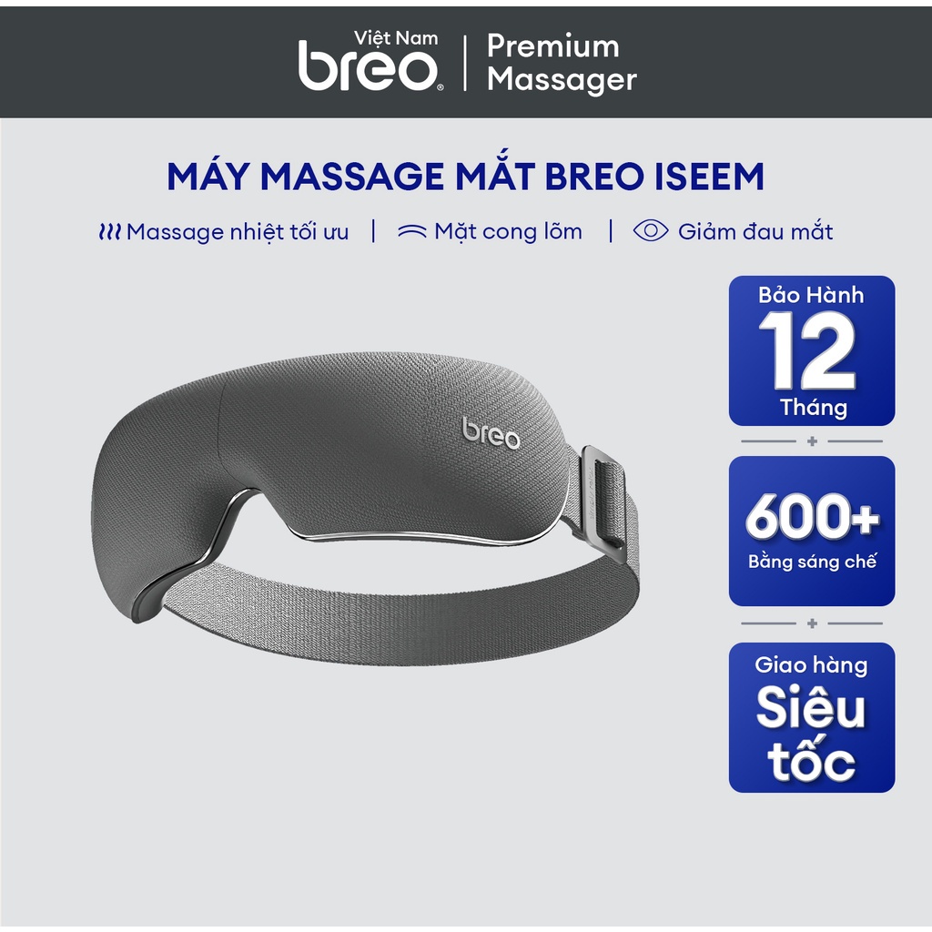 Máy Massage mắt BREO iSeeM | Massage nhiệt tối ưu | Giảm mỏi mắt, quầng thâm và khô mắt | Kích thích tuần hoàn máu ở mắt