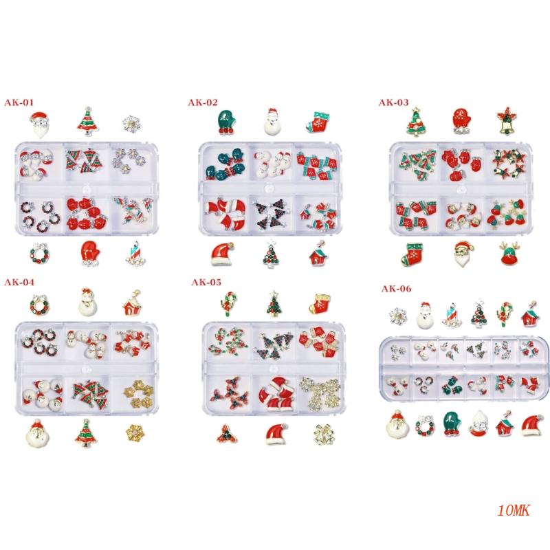 Phụ Kiện Đá Đính Trang Trí Móng Tay Bằng Hợp Kim Phong Cách Giáng Sinh