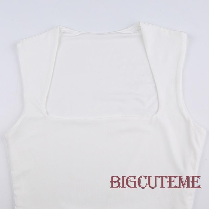 Áo Croptop Sát Nách Cổ Vuông Màu Trơn Thời Trang Dành Cho Nữ