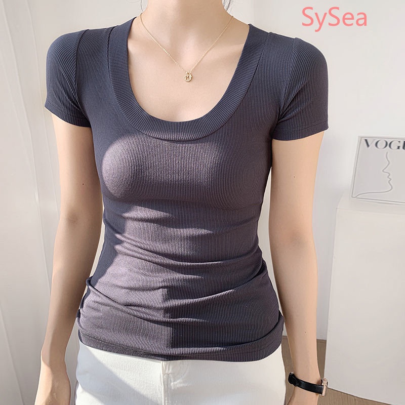 Áo Kiểu Cổ Chữ U Chất Liệu Lụa Lạnh Thời Trang Mùa Hè Cho Nữ