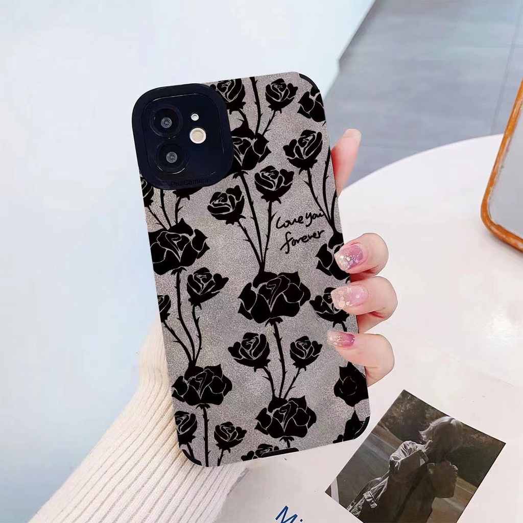 Ốp Điện Thoại Silicon Mềm Chống Sốc Hình Hoa Hồng Xám Cho Iphone 14 Plus 13 Pro Max 12 11 X Xs Xr 8 7 Plus