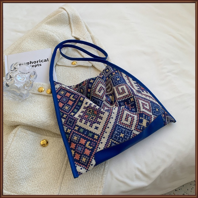 Túi Xách Đeo Vai Vải Bạt Ngăn Chứa Rộng Họa Tiết Dân Tộc Thời Trang Nữ
