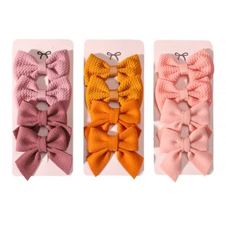 4 Cái / bộ Dễ Thương Màu Nơ Kẹp Tóc Cho Trẻ Em Nylon Mềm Handmade Mũ Phụ Kiện Tóc