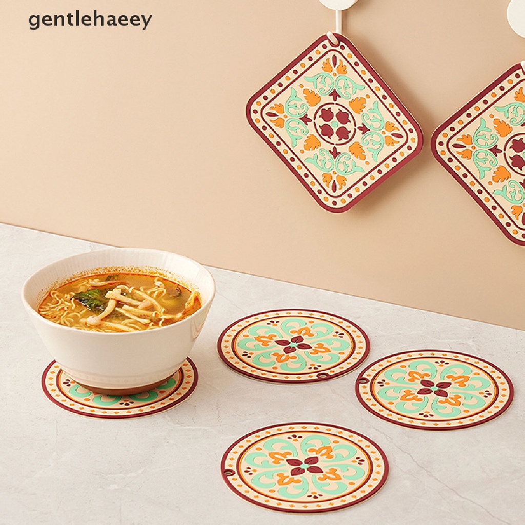 Gent Đế Lót Cốc Bằng PVC Chịu Nhiệt Cao Chống Thấm Nước Retro