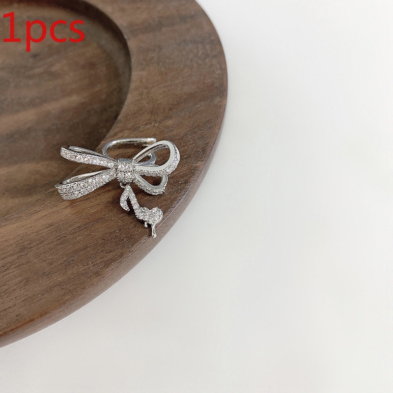 Bông Tai Dạng Kẹp Không Cần Xỏ Lỗ Hình Nơ Đính Đá Kim Cương Toàn Diện Thời Trang Cho Nữ