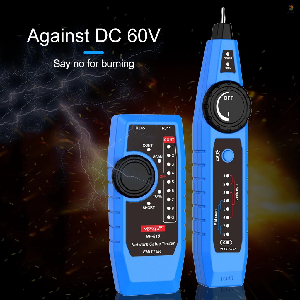 Bộ Dụng Cụ Kiểm Tra Cáp Mạng NOYAFA NF-810 Cho RJ11 RJ45 CAT5 CAT6 LAN Có Đèn LED Và Túi Đựng Dụng Cụ