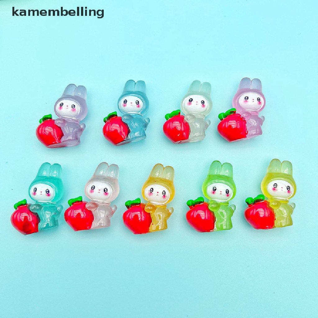 Set 2 Phụ Kiện Trang Trí Hình Chú Thỏ Hoạt Hình Màu Dạ Quang DIY