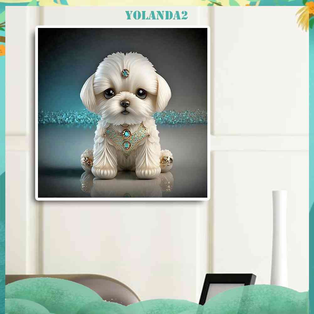 Tranh Đính Đá Kim Cương Toàn Bộ 5D DIY Hình Vẽ Chó Trang Trí Nhà Cửa