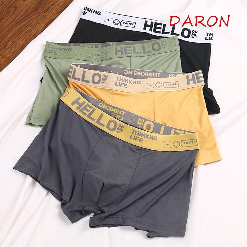 Quần Lót Boxer Lụa Sữa Lưng Vừa Thoáng Khí In Chữ Thời Trang Cho Nam