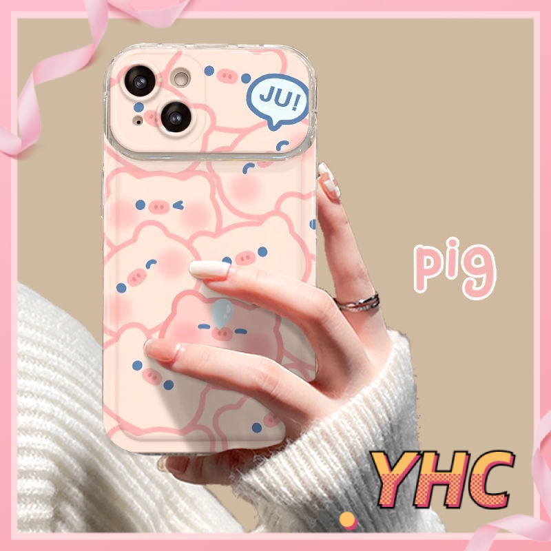 Ốp Lưng iPhone Camera Con lợn nhỏ uống trà sữa, nắp lật, giá đỡ gương, vỏ mềm silica gel chống rơi Cho Iphone 6 / 6S / 6splus / se / 7 / 7plus / 8 / 8plus / X / xs / xsmax / 11 / 12 / 13 / 14 / Plus / pro / pro max-8011