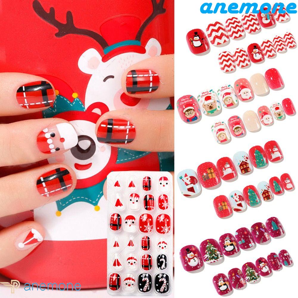 Set 24 Móng Tay Giả Phong Cách Giáng Sinh Dành Cho Nữ